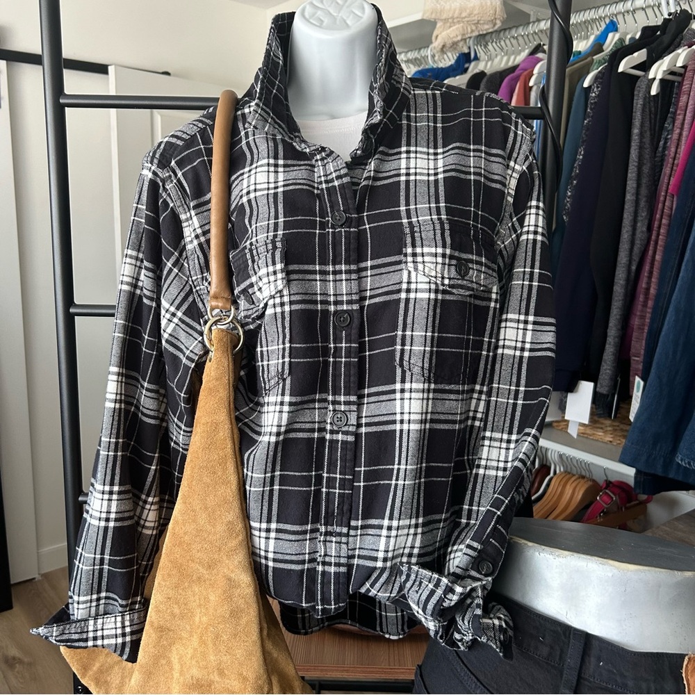 Tilley Flannel Checked Plaid Oversized Button Up Shirt